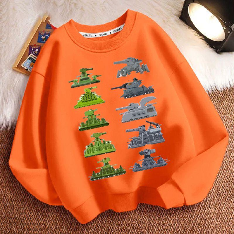Children's Fashion Tank Sweatshirt for Autumn and Winter, Loose Long-sleeved Sweatshirts for Boys and Girls