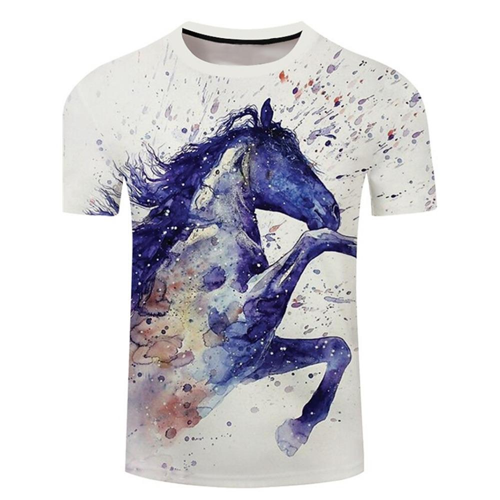 3D Print Horse T-Shirts Men Fashion Summer Loose O-Neck T-Shirt Casual Short Sleeve Streetwear Harajuku Horse Y2k Men Clothes