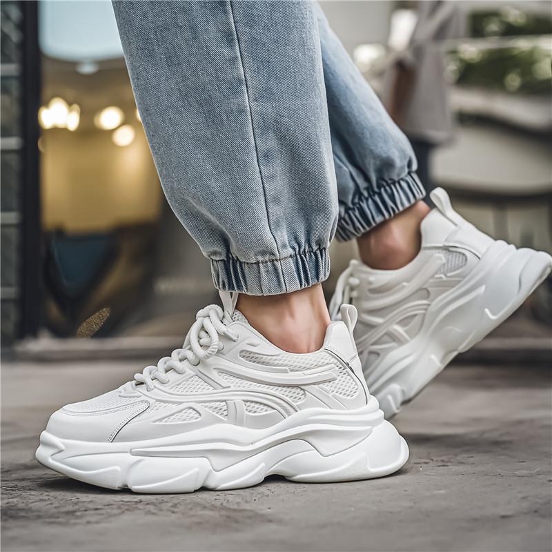 Модные кроссовки мужские зеленые прогулочные туфли на платформе мужские удобные уличные — фото 14