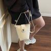 Simple Small Bag Women's New Fashion Lychee Pattern Bucket Bag Casual Trend Shoulder Messenger Women's Bag