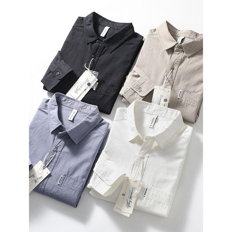 Japanese-Style Retro Cotton Shirt Men's Long Sleeve Casual Spring and Autumn Slim-Fitting Fashion Brand Coat Export Men's Clothing Cotton Shirt
