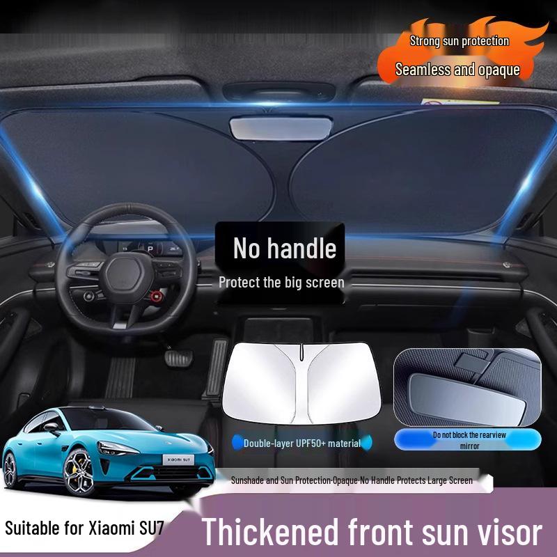 Xiaomi SU7 Car Sunshade: Deep Space Cooling Cloth for Front Windshield - Heat Insulation & Light Blocking.