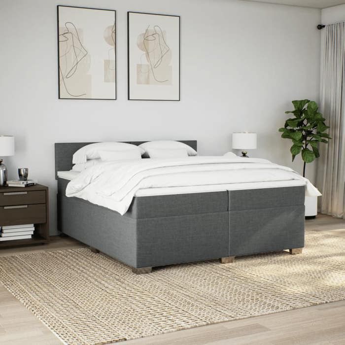 Maison Exclusive - Sommier à lattes de lit avec matelas Gris foncé 200x200cm Tissu