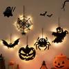 Halloween Party Decorations Pumpkin Hanging Decor Non-Woven Ghost Ornament with Light String Spooky Theme Accessories Door Wall Decor for