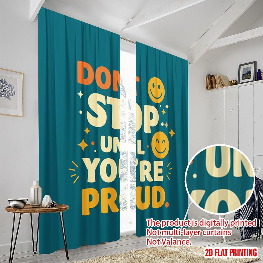 2pcs 2D Flat Printing Curtain Motivational Quote Polyester Without Electricity All Season Party & Holiday Decor Perfect for