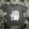 Domo Kun Funny Pattern Daily Print TShirts Vintage Y2k Tops Casual Loose Streetwear Rock Gothic ShortSleeves Tops Unisex
