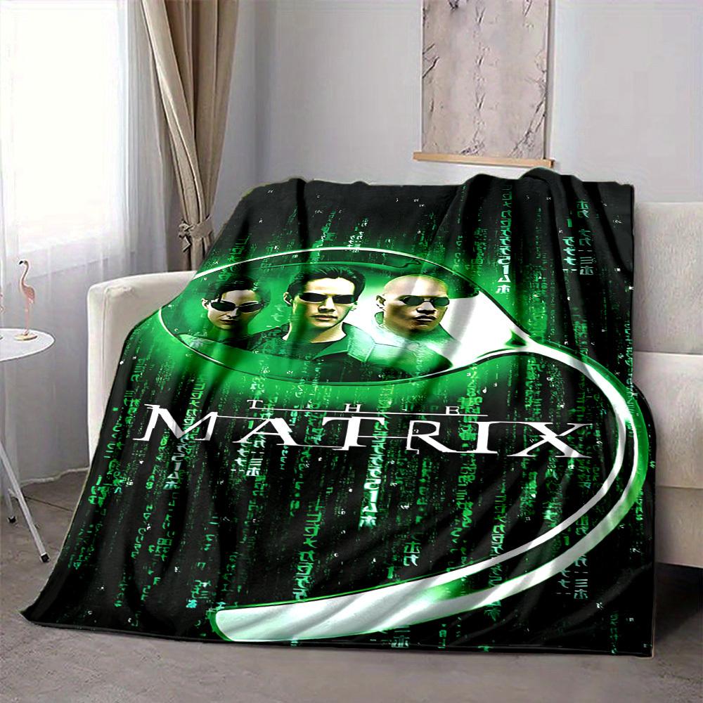 1pc The Matrix Flannel Throw Blanket - HD Printed Lightweight Soft Warm All-Season Blanket for Sofa, Bed, Travel, Camping012