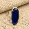 Blue Sapphire Lab-Created Gemstone Handmade 925 Sterling Silver Jewelry Ring For Women