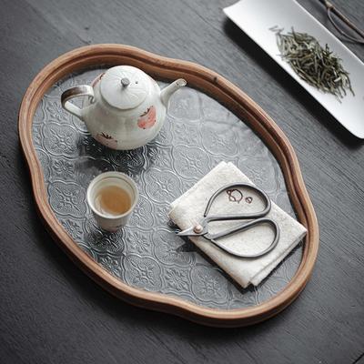 Retro Storage Tray Glass Coffe Tea Cup Perfume Trays Snack Nuts Sweets Food Plate Home Storage Organization Decorative Tray