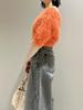 Lily Brown Fringe Feather Knit Top LWNT251059 ORG Women's