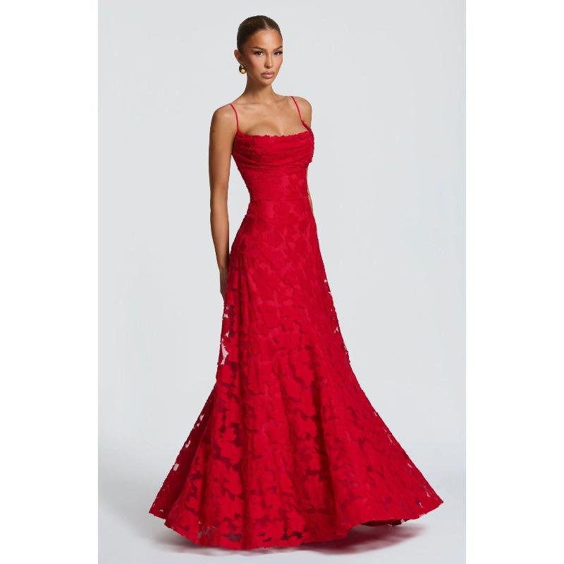 women's Floral Jacquard Halter Spaghetti Strap Backless Slim Fit Mermaid Maxi Dress