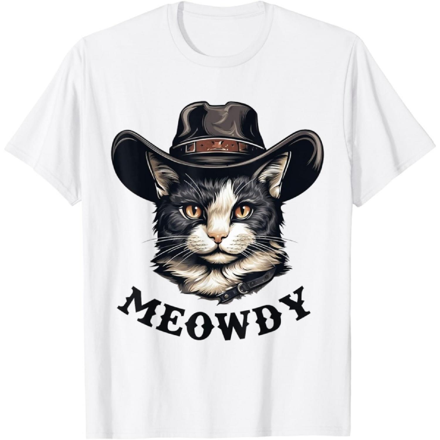 Мяуди Ковбойская Шляпа для Кота Футболка Любителя Кантри(14) S