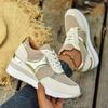 Dames Herfst Dikke Zool Sleehak Vetersluiting Casual Sportschoenen, Trendy Schoenen, Verkrijgbaar In Grote Maten.