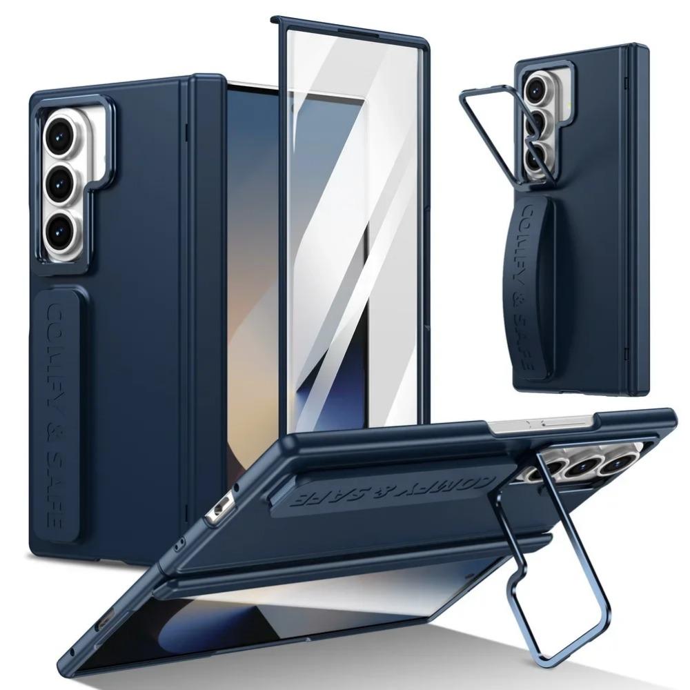 Busine Sle Multifunctional Lens Holder with Wristband Tempered Glass Film Case for Samsung Galaxy Z Fold 7 6 5 4 3 Protect Cover