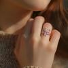 Cherry Blossom Pink Zircon Flower Rotating Anti-Anxiety Adjustable Ring for Women