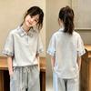 Girls' Trendy Korean-Style Summer Plaid Polo Shirt
