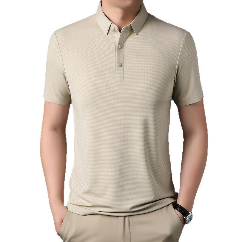 Lapel Men'S Short-Sleeved T-Shirt Medium And Green Casual Men'S Seamless Top Polo Shirt