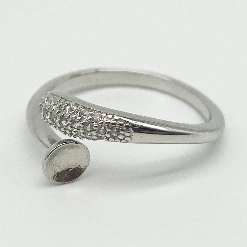 Yansheng Adjustable S925 Sterling Silver Pearl Snake Ring with Diamond Inlay - Women s Fashionable Open Index Finger Ring.