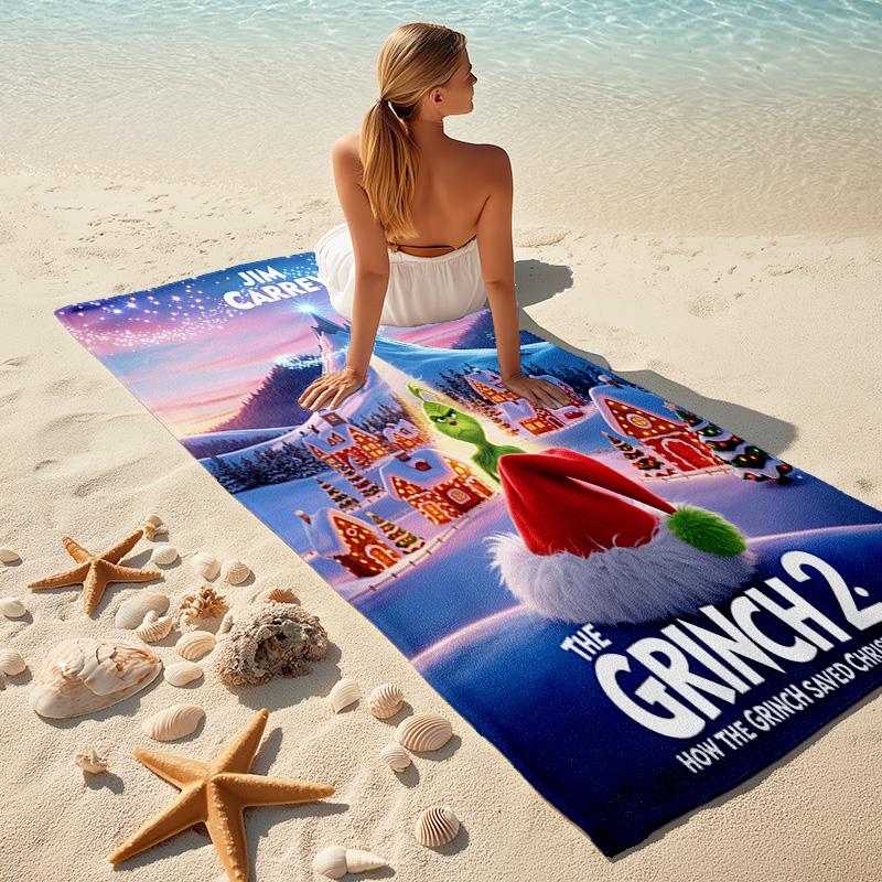 Christmas Gift Oscar Comedy Movie How the Grinch Stole Christmas soft beach towel outdoor camping vacation swinging beach scarf decorative blanket B11