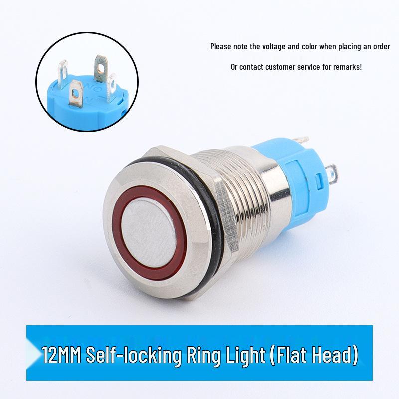 LED Ring Metal Push Button Switch: 12mm, 16mm, 19mm, 22mm - Momentary & Latching Options