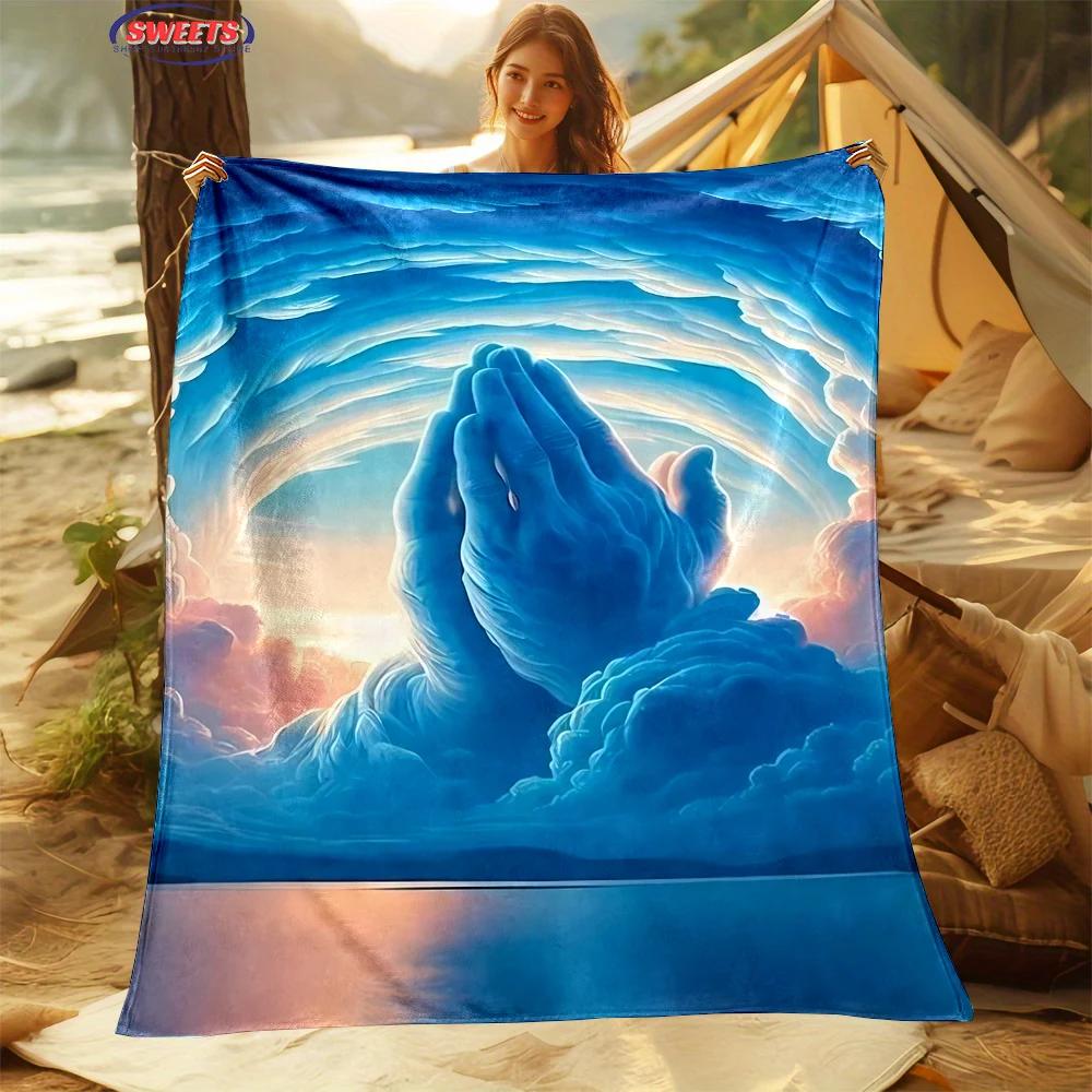 NO.3 Comfortable and Soft Cross Jesus Blanket, Add Beauty To The Home, All Seasons, Home Office Can Be Used, Nap Camping Blanket