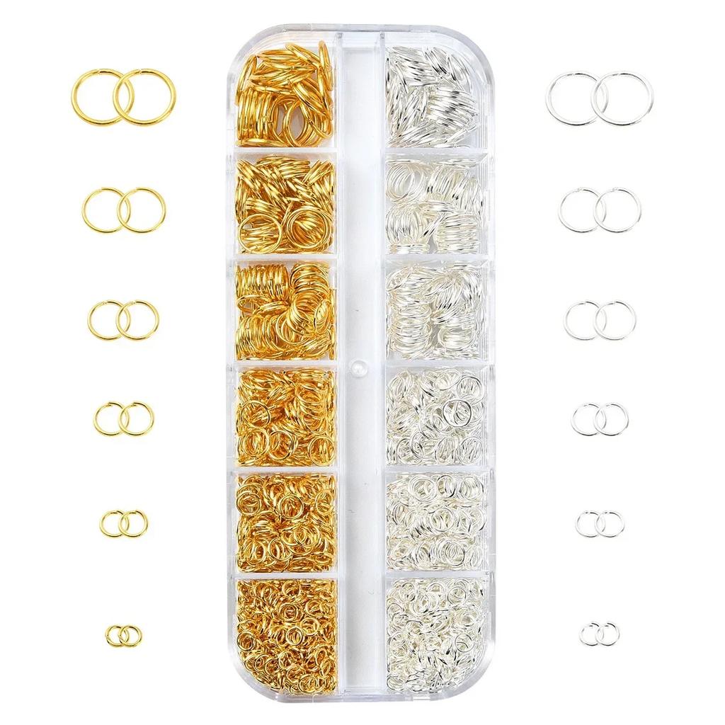 1200 Stück Gold Silber Offene Biegeringe und Karabinerverschluss Schmuckzubehör-Set mit Zange