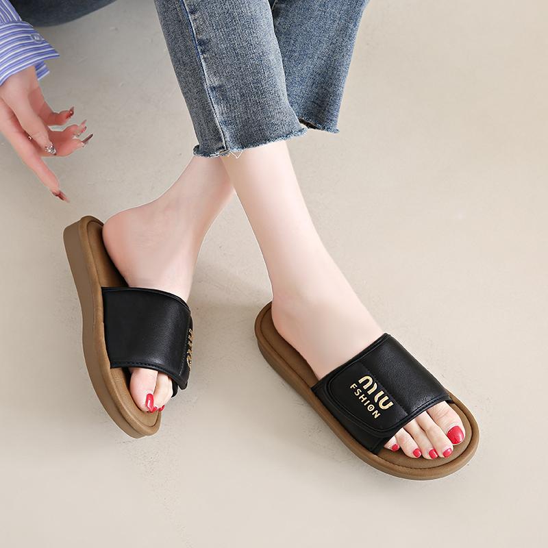 Fashion CRLAYDK Slide Sandals for Women Basic Slip On Flat Open Toe Comfort Beach Slippers for Casual Dressy Summer Indoor Outdoor Shoes