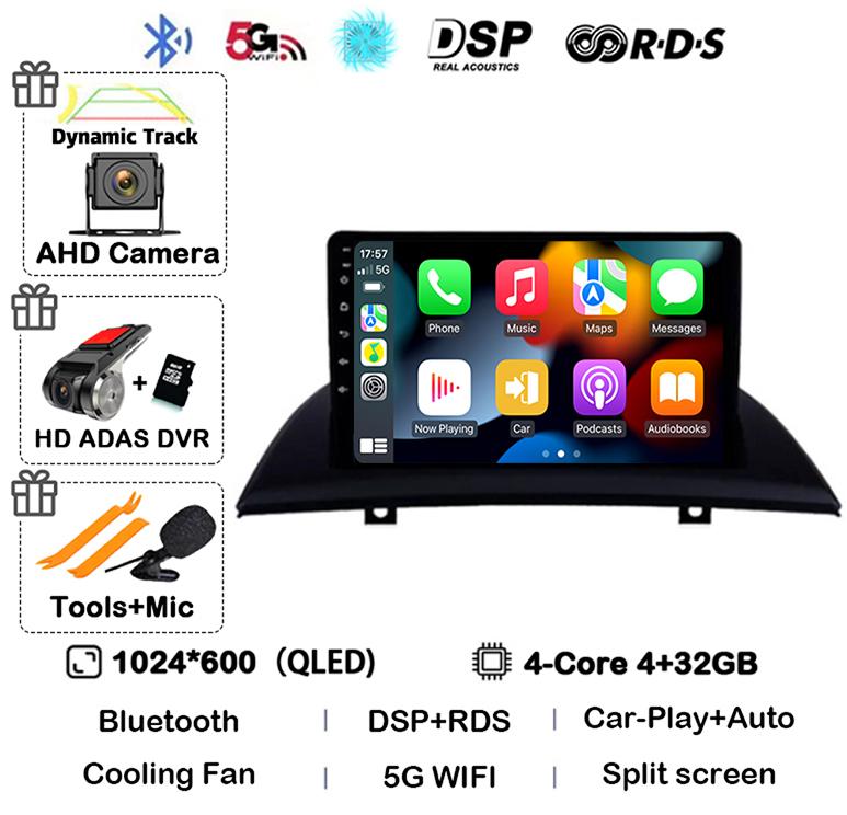 Android 14 Carplay Auto Car Radio For BMW X3 E83 2004 2005-2007-2009 2010 2011 2012 Multimedia Stereo Video Player GPS 4G WIFI