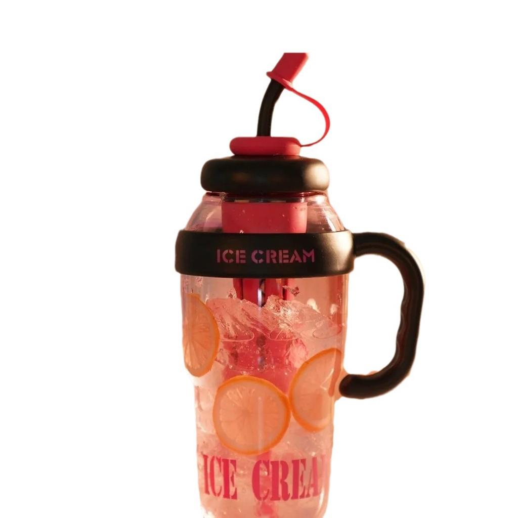 High Appearance Cute Milk Tea Straw Cup Lucky Belly Cup Large Capacity Travel Cup Belt Straw Water Bottle Kitchen Beverage Home