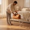 Foldable Luggage Rack with Leather Straps Compact Folding Suitcase Holder