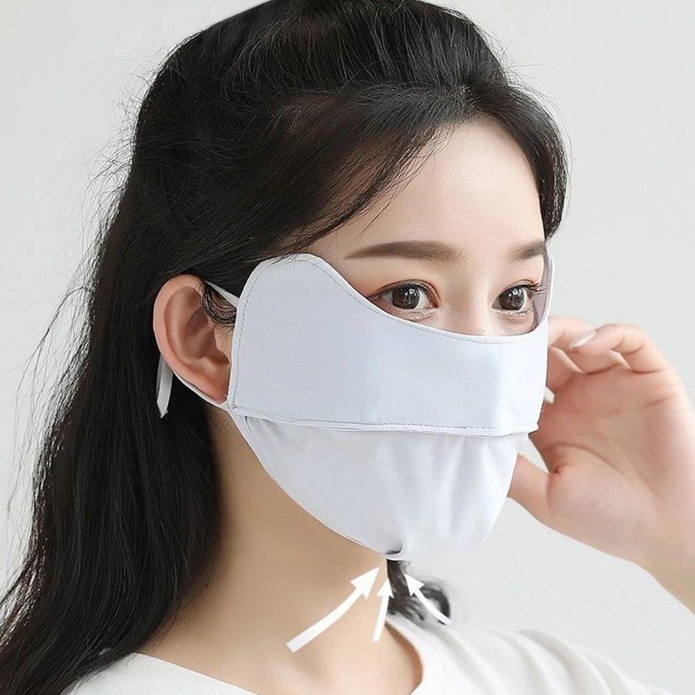 Hiking UV Protection Solid Color For Girl Face Scarf Sunscreen Mask Ice Silk Mask Face Cover