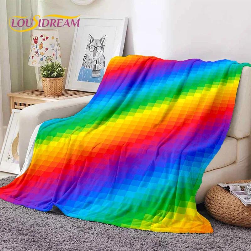 Rainbow Colour Illusion Cartoon Soft Flannel Blanket for Beds Bedroom Sofa Picnic,Throw Blanket for Cover Outdoor Leisure Gift