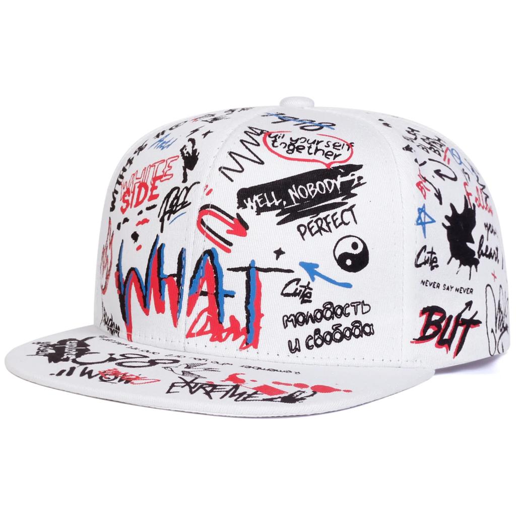 Unisex WHAT Graffiti Print Hip-Hop Hüte Mode Frühling Herbst Outdoor Verstellbare Lässige Baseballkappen Sonnenschutzhut