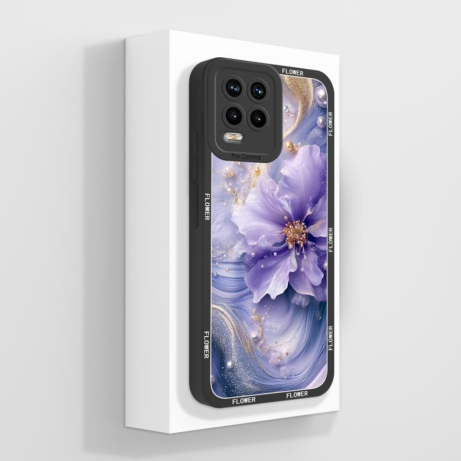 For Realme 8 Pro 8i 8S Phone Case Cute Flower Patterns Soft Liquid Silicone Full Coverage Cover For Realme 8Pro Anti Drop Shell