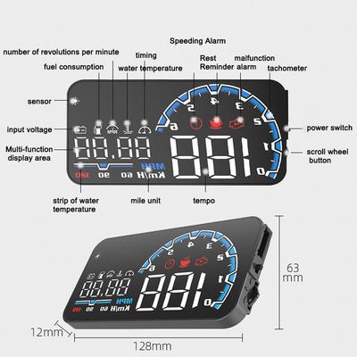 Tachimetro per auto Display digitale Velocità dell'auto Tensione Consumo di olio Temperatura dell'acqua Guida totale