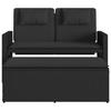Vidaxl Folding Garden Bench With Cushions, Black, Poly Rattan