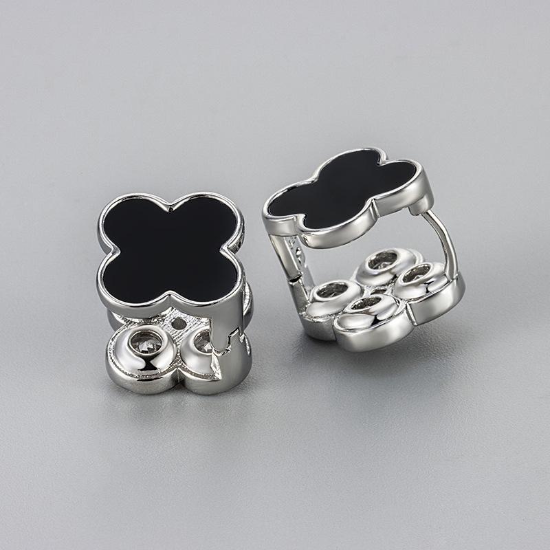 New Four-leaf Clover Earrings Exquisite Zircon Earrings Reversible Earrings Stylish and Elegant Women's Earrings