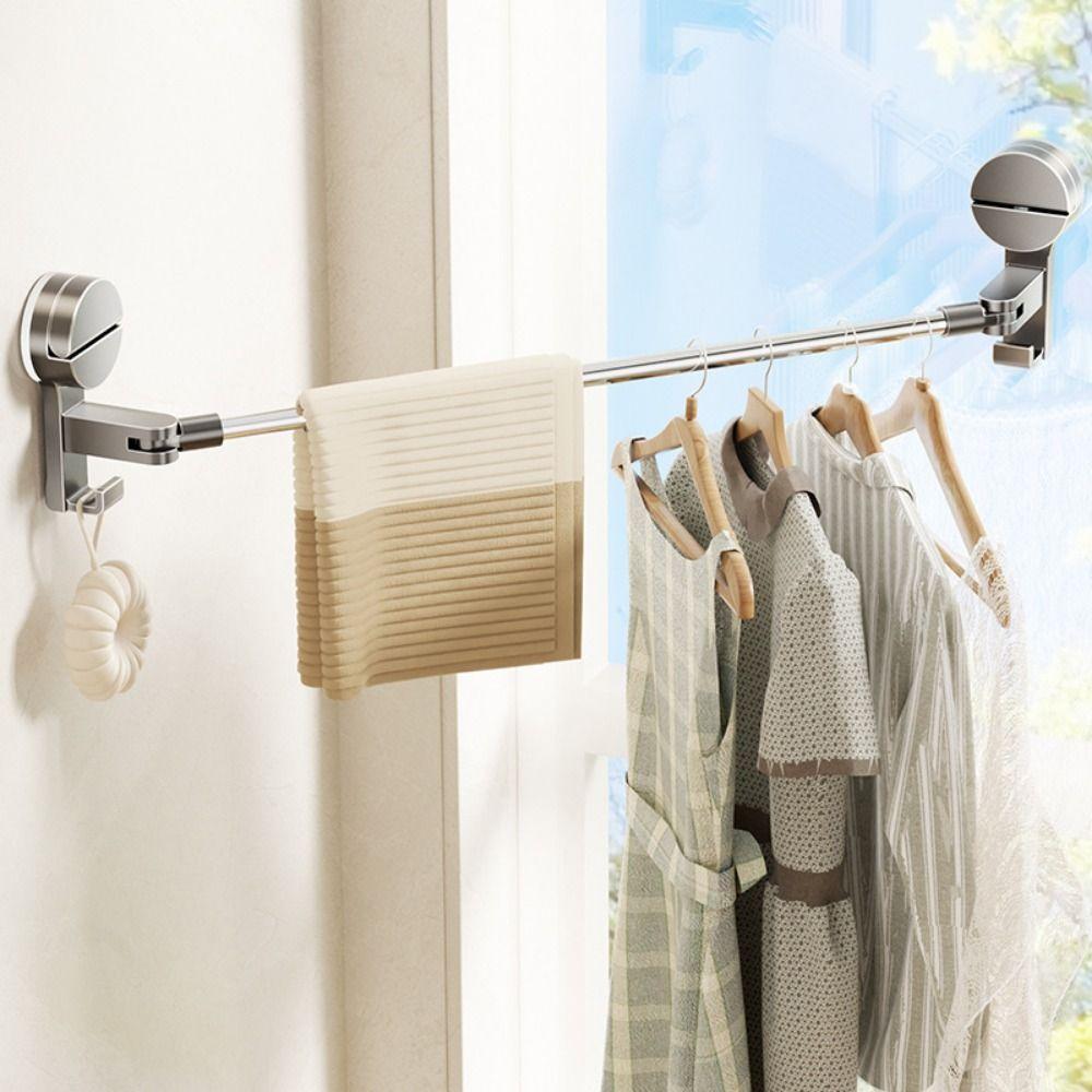 Punching-Free Suction Cup Towel Bar Retractable Paper Towel Holder  Storage Supplies