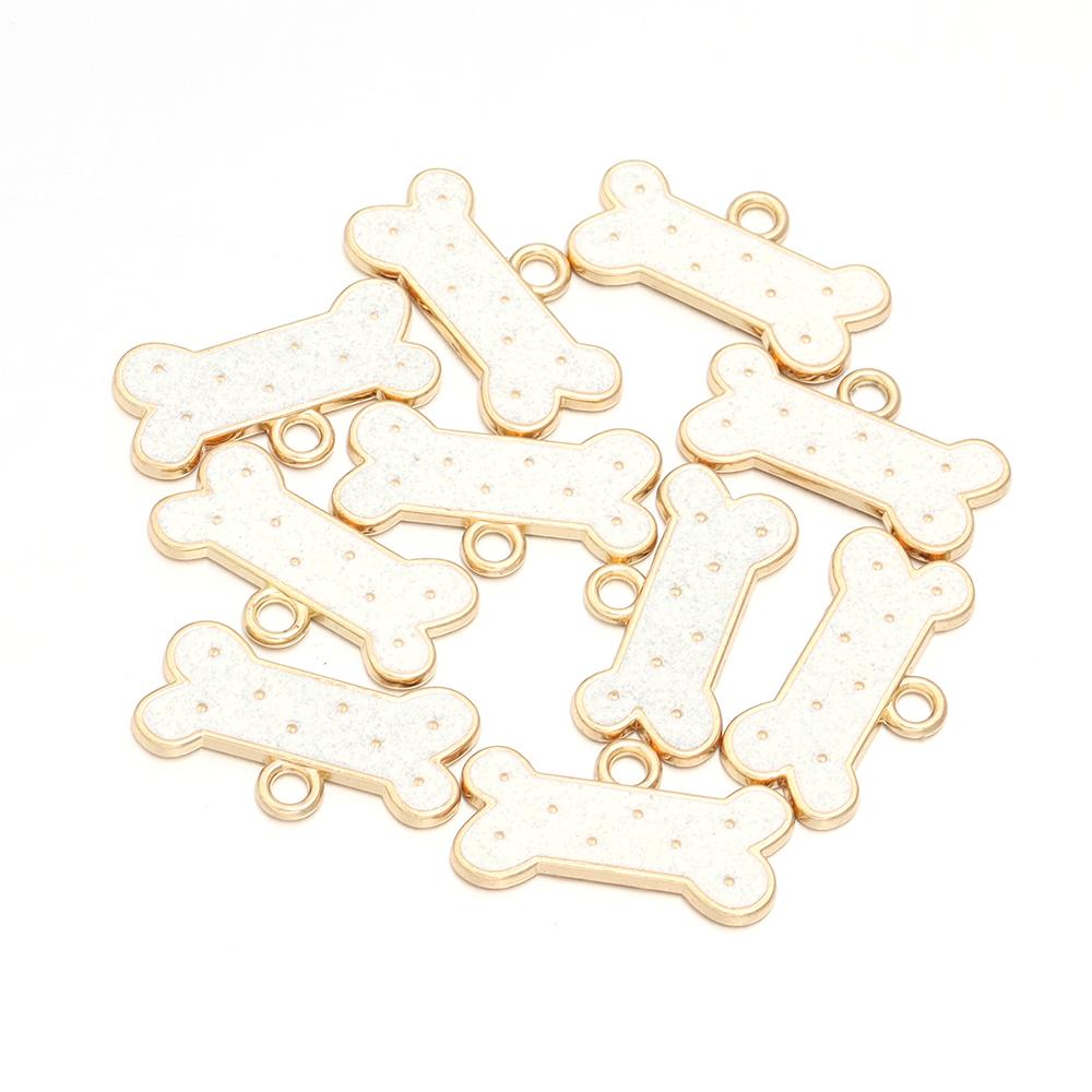 10pcs Alloy Enamel Christmas Charms Cute Xmas Pet Dog Bone Pendants For Jewelry Making DIY Earrings Necklace Gifts Accessories