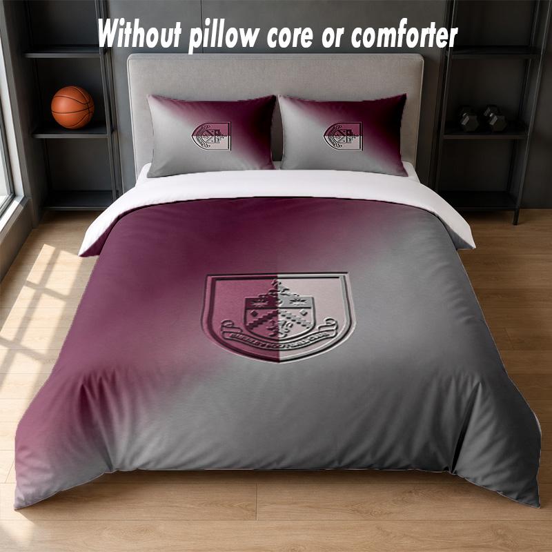 Burnley Football Design Bed Bedding Set 1 Duvet Cover + 2 Pillowcases Soft Breathable Household Bed Linens