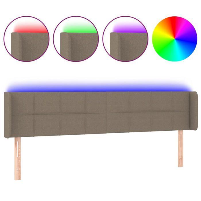 VidaXL Tête de Lit à LED Meuble de Chambre à Coucher Accessoire de Lit Double Tête de Cadre de Lit Intérieur Taupe 3123254