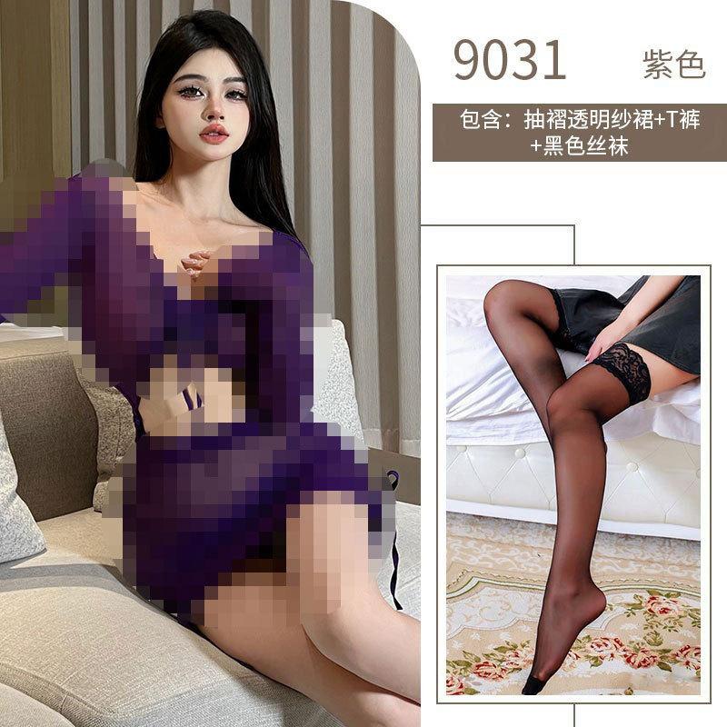 Sexy hollow mesh lace-up lingerie seduces spice girls perspective hip wrap slim nightclub uniform suit