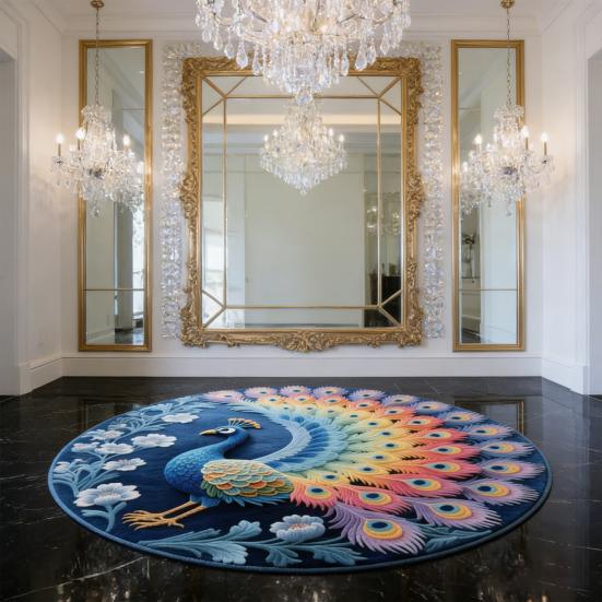 Peacock Indoor Door Mat Non Slip Front Door Mat Peacock Animal Feathers Floor Area Rug for Entryway Living Room Bathroom