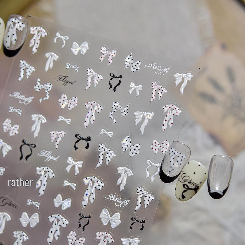 Mo Shi Shell Light Nail Art Stickers - Trendy Polka Dot and Bow Decor