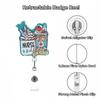 Cartoon Acrylic Badge Holder Retractable Badge Holder Retractable Badge Holder with Metal Clip for Nurse Doctor Student