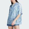 Adidas Originals Trefoil Resort Shirt Floral Print Loose Fit Sports Casual Short Sleeve Shirt Women shirts Light-Blue IT8165