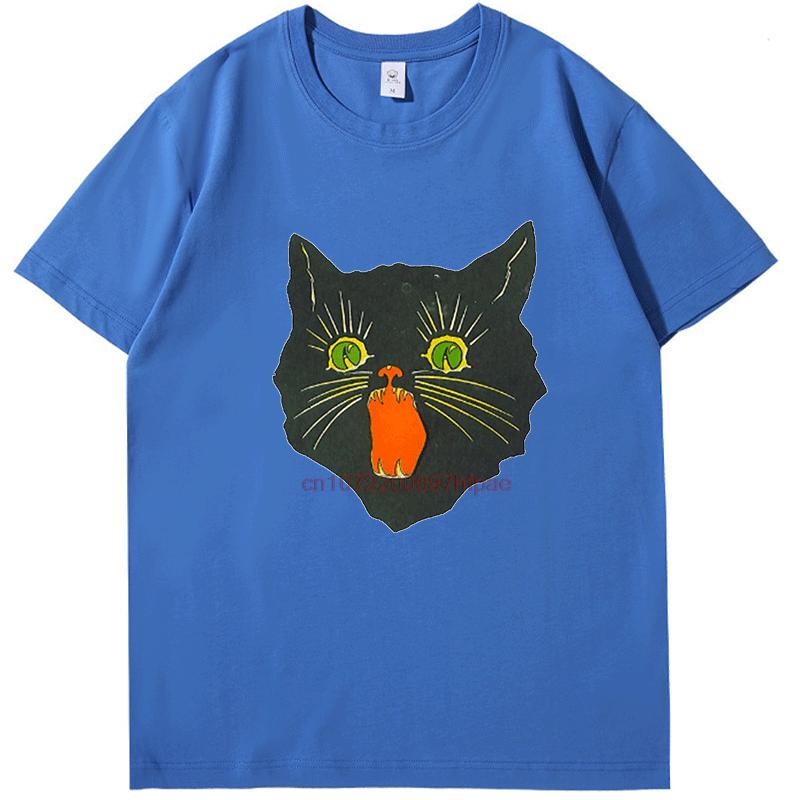 Angry Cat Classic Graphic T Shirts Halloween Fashion Cotton Round Neck Tshirt Unisex Streetwear Summer Mens Print T Shirt
