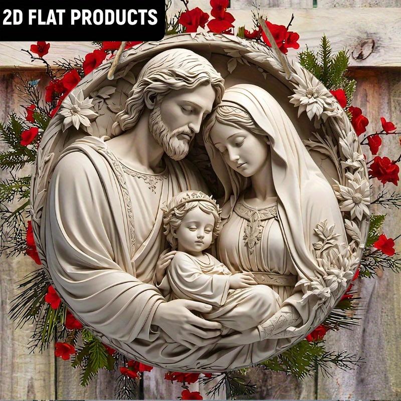 Holz Szene Dekor Ornamente Schild - Jesu Geburt und Heilige Familie, Jesus, Maria, Josef Design-für Tür, Wand, Zuhause, Zimmer, Bauernhaus, Straße, Geschäft