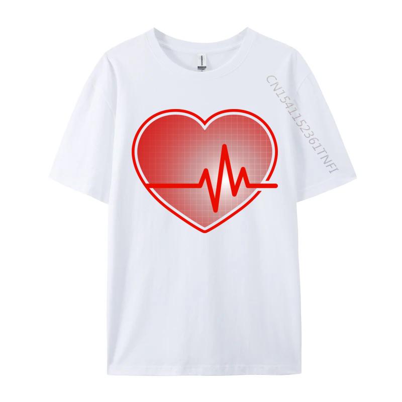 Heart With Ekg Heartbeat Cardiovascular Family Tops T Shirt Cotton Student Tshirt Casual Family Tshirt Fitted S