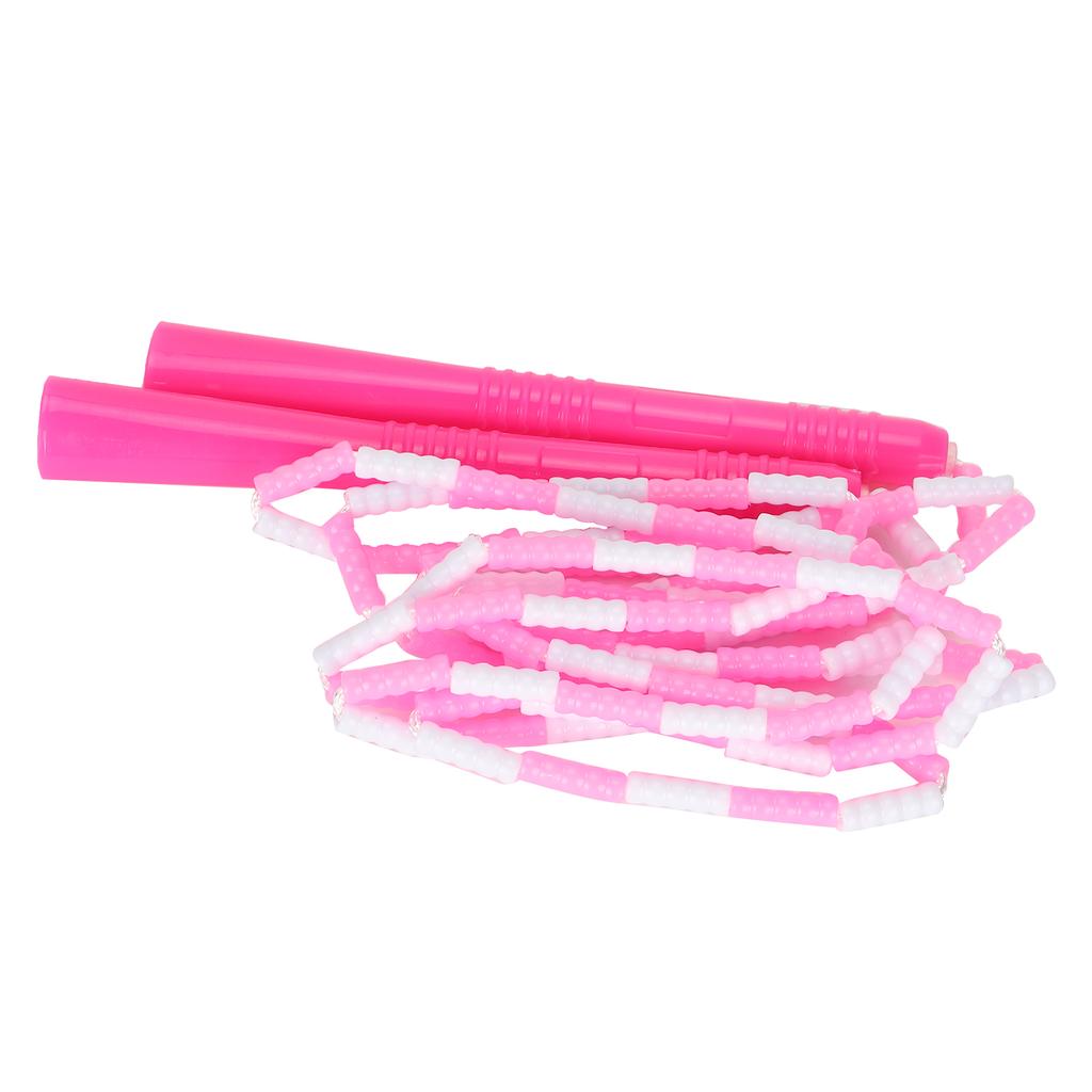 Pink Soft Jump Rope Adjustable Plastic Beaded String Shape Keeping for Men Women Kids